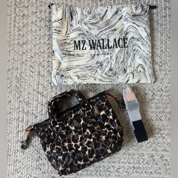 NWT MZ Wallace Micro Sutton Quilted Nylon Leopard Bag - Picture 3 of 7
